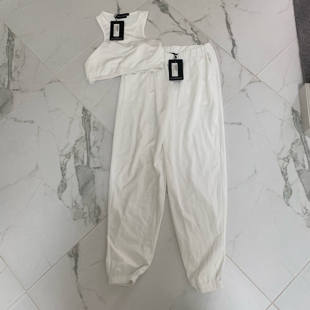 White jogger set